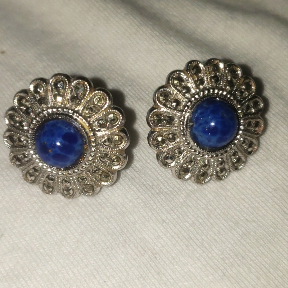 VINTAGE Signed Masha Sterling Silver Clip On Earrings